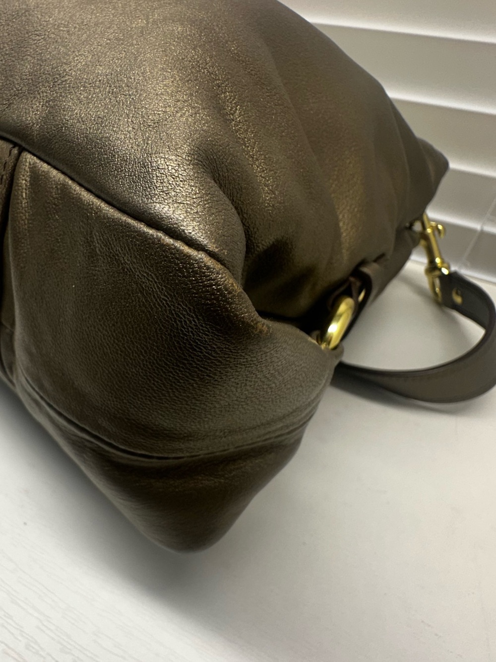Coach Ashley Metallic Bronze Leather Carryall/ Satchel - Picture 7 of 14